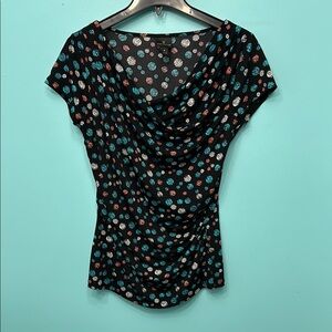 Polka Dot Cowl Neck Top - Multicolor